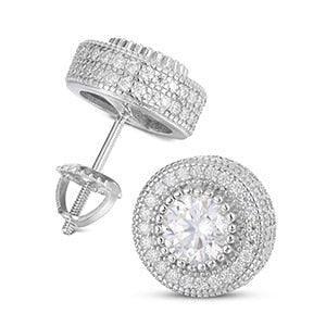 VVS Solid 925 Silver Hip Hop Centerstone Bling Earrings - CaratixJewelry